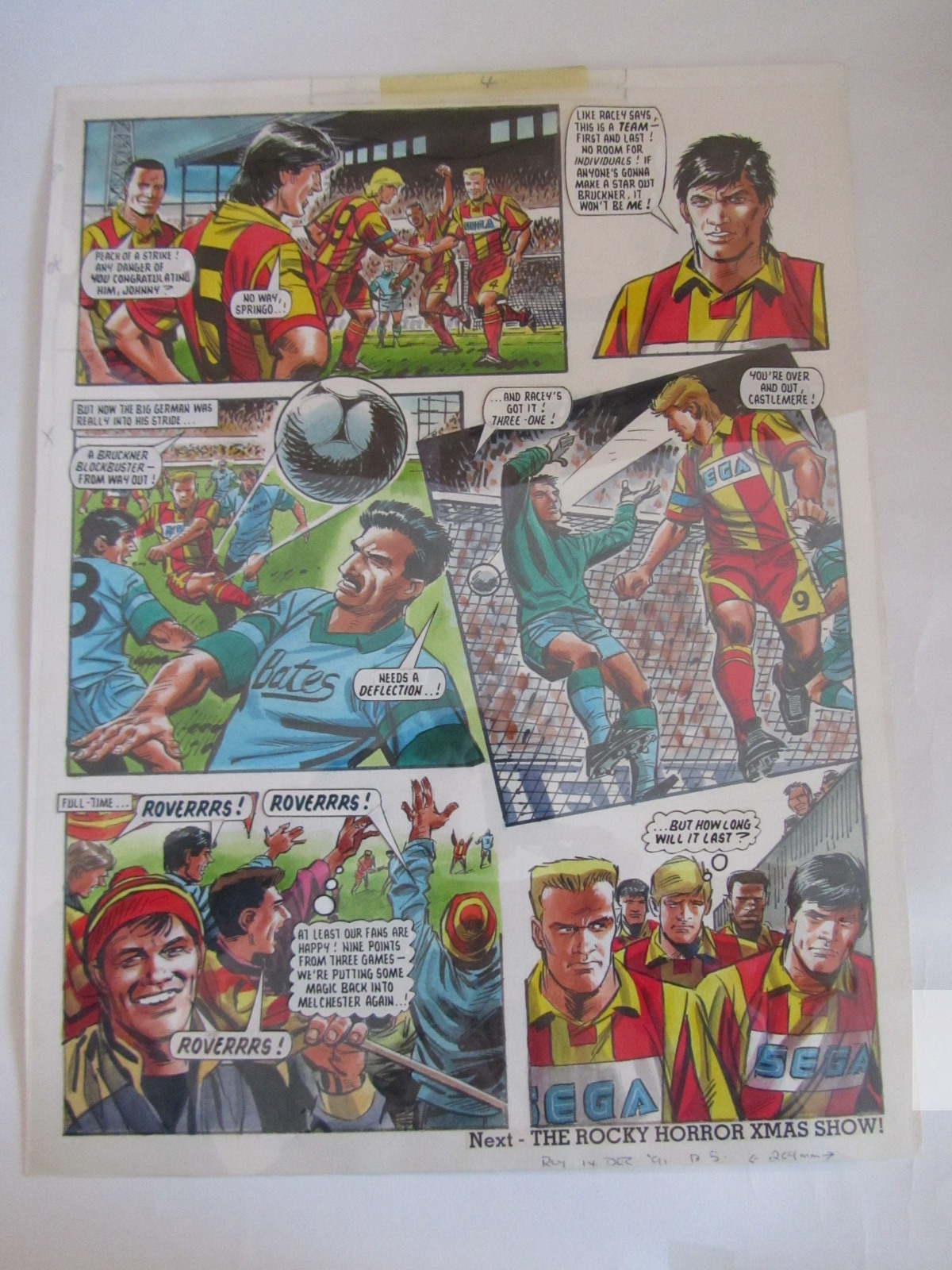 FOOTBALL - ROY OF THE ROVERS COMPLETE 4 PANEL STORYLINE FOR THE ISSUE PUBLISHED ON THE 14th OF - Image 5 of 5