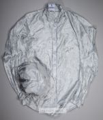 Frankie Dettori signed Sheikh Hamdan bin Mohammed Al Maktoum silver racing silks, the jacket bearing