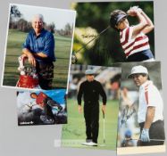 GOLF - five original signed photographs of Major Championship winners, Gary Player, Lee Trevino, Ken