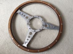 Stirling Moss signed wooden Moto Lita steering wheel, This steering wheel is a contemporary