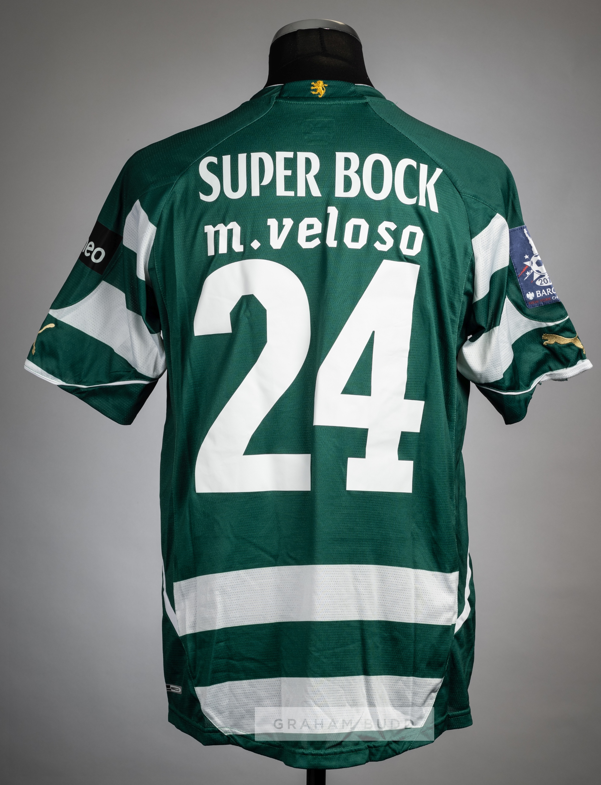 Miguel Veloso green and white hooped Sporting CP no.24 jersey v Tottenham Hotspur in the Barclays - Image 2 of 2