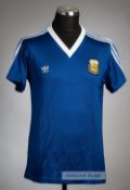 Blue Argentina no.5 away jersey, circa 1991, Adidas, short-sleeved, with embroidered country