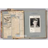 Arsenal FC schoolboy scrapbook with signed images of players and match reports, circa 1950s,