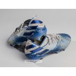 Portsmouth's Ryan Williams signed worn Adidas Nemesis football boots, the blue and white boots