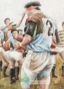 Gareth Lloyd Ball (Welsh, 1947-2003), Brian Moore, Harlequins, England & British Lions hooker, circa