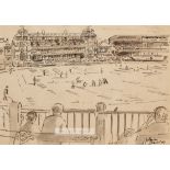Adrian Daintrey RWA (British, 1902-1988) "Lord's Cricket Ground" drawing, circa 1960s. Pen, ink