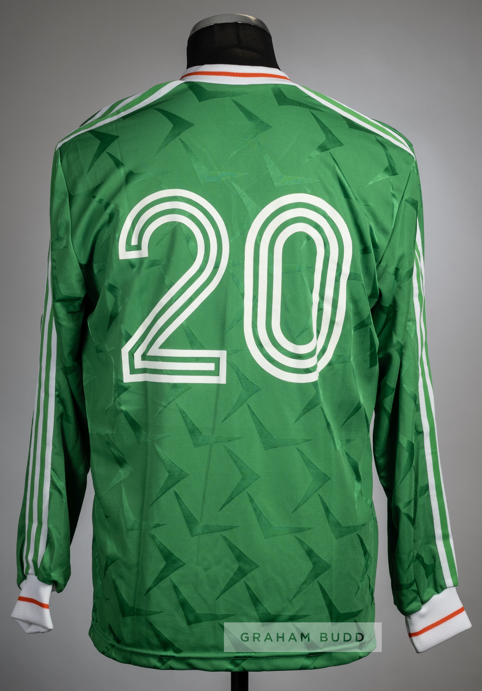 Green Republic of Ireland no.20 jersey v Wales at Racecourse Ground, Wrexham, 6th February 1991, - Image 2 of 2