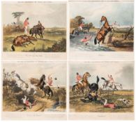 Four "Moving Accidents By Flood and Field" Series hunting prints, by F.C. Turner, 19th century,