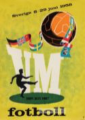 Sweden 1958 FIFA World Cup official tournament advertising poster, designed by Beka, published by