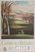 Rowland Hilder (British, 1905-1993) COME TO BRITAIN for GOLF, original poster print, image: 19½” x