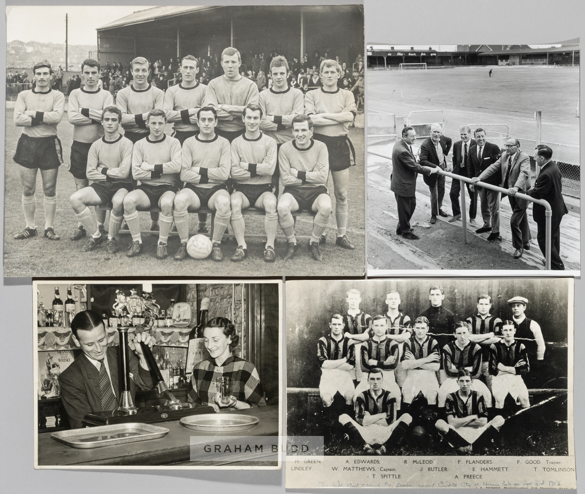 Newport County selection of b & w original press photographs, dating from the 1920s onwards,