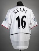 Roy Keane white Manchester United no.16 away jersey, season 2002-03, Nike, short-sleeved with THE FA