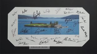 Coeur D'Alene Resort hole 14 print by artist Patrick Drickey signed by PGA golf legends,  supeb