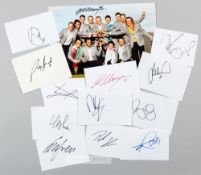 Complete set of signatures of the European winning golf team in the 2010 Ruder Cup, with captain