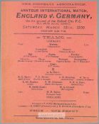 Very rare England v Germany Amateur international programme played at Oxford City FC,13th March