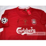 Liverpool's Steven Gerrard signed replica 2005 Champions League Final (Istanbul) jersey, signed on