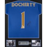 -        Tommy Docherty signed blue Chelsea No.1 tribute jersey, blue jersey lettered DOCHERTY and