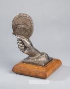 A table tennis bronze by the mid-20th century sculptor John Matthews A.R.C.A., the player's hand