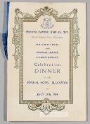 Everton FC dinner menu commemorating the promotion & Central League championship season, held at