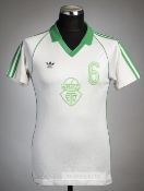 White & green Raba ETO Gyor no.6 jersey, circa 1980s,  Adidas, short-sleeved with club crest and