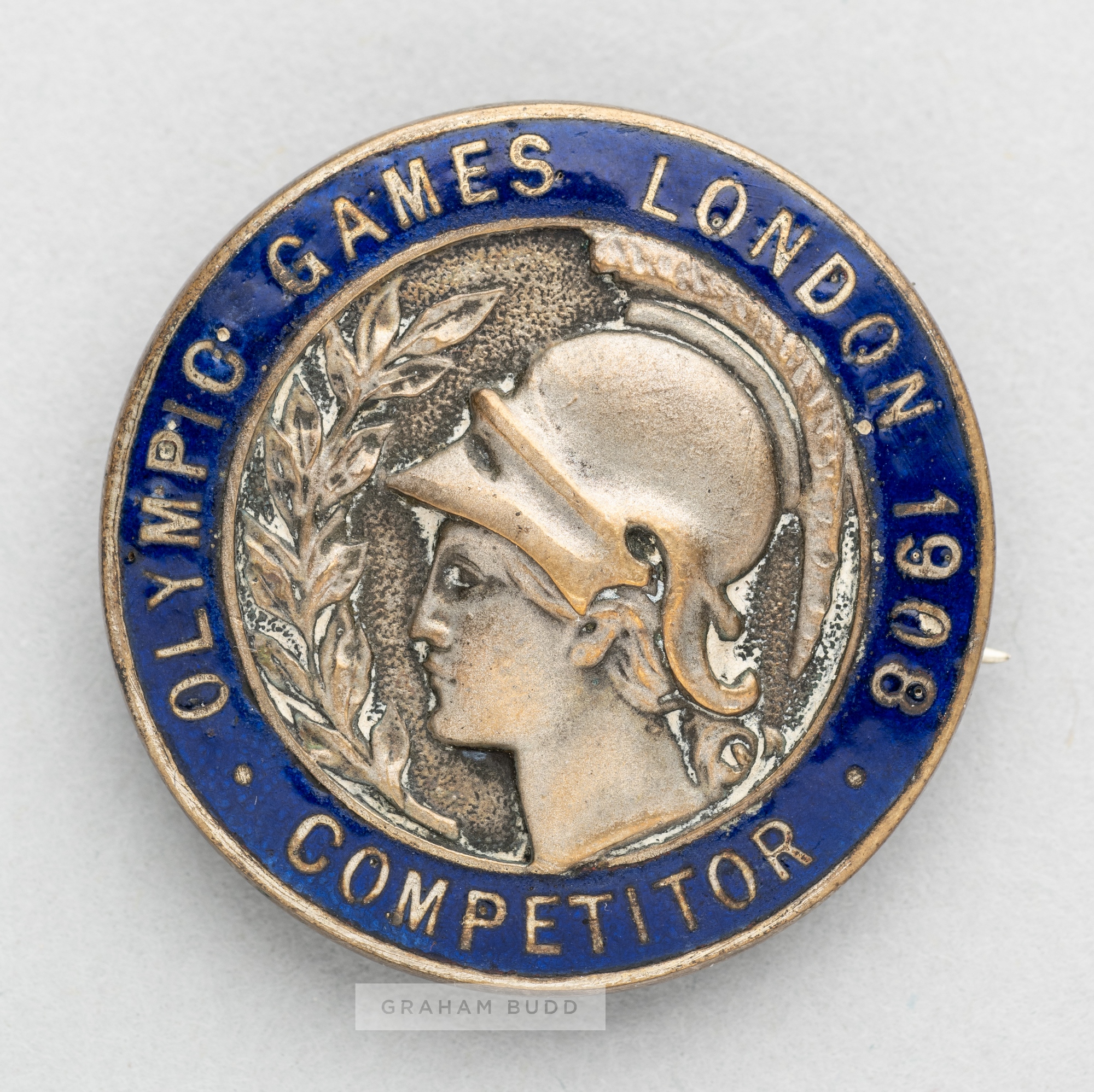 London 1908 Olympic Game Competitor's enamel lapel badge, by Vaughton of Birmingham, bearing the