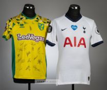 Felix Passlack squad-signed yellow and green Norwich City no.24 home jersey, season 2018-19,