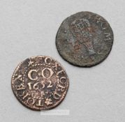 Two Oxford 17th century tokens including a very rare example for real tennis dated 1652, one an
