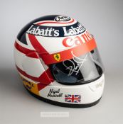 Nigel Mansell full scale 1992 Williams replica F1 helmet, with Ferrari visor signed in silver marker