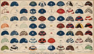 Two Boy's Own Paper lithographs of "Cricket Caps of Famous Teams" and "Cricket Caps of Famous