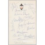 Manchester United 1970-71 team signed menu card,  the card bearing Esso Motor Hotel emblem, signed