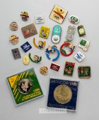 Selection of Summer and Winter Olympic Games commemorative enamelled lapel badges, from 1964