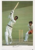 CRICKET GARY SOBERS LARGE SIGNED LIMITED EDITION PRINT NUMBER 142/500 - FRAMED. SOLD WITH CRICKET
