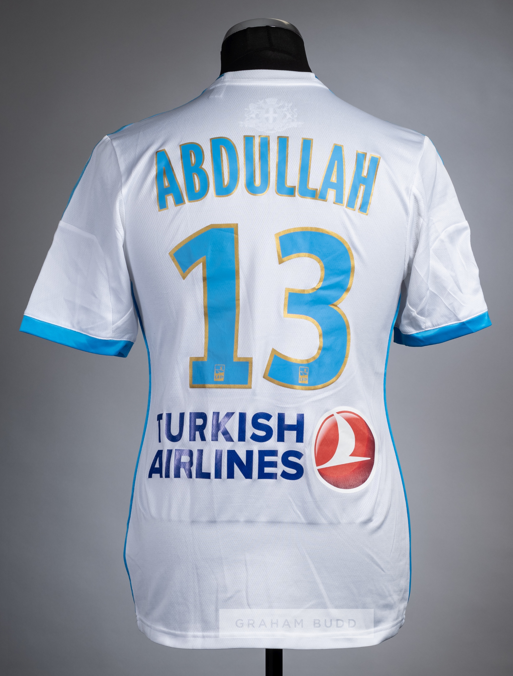 Rafidin Abdullah white Olympique de Marseille No.13 home jersey, season 2013-14, Adidas, short-