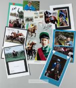 Collection of horse racing autographs,  including Frankie Dettori and Richard Hughes signed