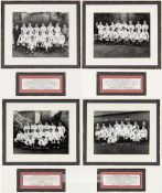 Four signed official England rugby union team-group photographs, dating from the 1960s and 1970s,
