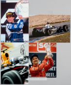 British Formula 1 stars signed photographs,  signed in black marker pen, includes Lewis Hamilton,