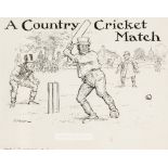 Charles Edmond Brock (British, 1870-1938) A Country Cricket Match, circa 1920s, pen and ink drawing,