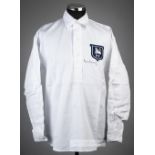 Tom Finney signed white Preston North End retro jersey, Toffs, signed in black marker pen, with