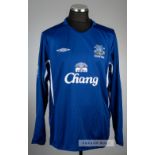 Kevin Kilbane signed blue Everton no.14 home jersey, season 2005-06, Umbro, long-sleeved with