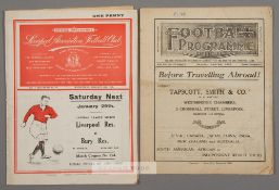 Two Liverpool 1930s home programmes, F.L. Division One v Arsenal 9th April 1932, a combined