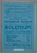 West Ham United v Tottenham Hotspur programme, played at Upton Park, 8th January 1927, eight-page