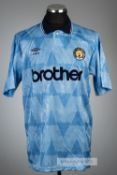 Blue Manchester City no.3 home jersey, season 1989-90, Umbro, short-sleeved with embroidered club