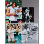 Signed photographs of male tennis stars and legends,  including P Sampras, R Nadal, B Borg, B