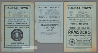 Three Halifax Town 1930s home programmes, F.L. Division Three (North) fixtures v Rochdale 15th