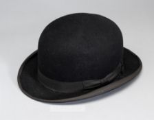 Arsenal FC's Herbert Chapman black bowler hat,  the black bowler hat with fabric band, the