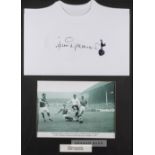 Jimmy Greaves signed white Tottenham Hotspur replica jersey display, comprising white jersey