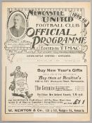 Newcastle United v Chelsea programme 1st January 1910 F.L. Division One fixture