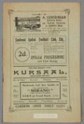 Southend United v Charlton Athletic programme 27th August 1923, F.L. Division Three (South)