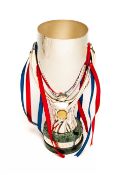 UEFA Super Competition commemorative replica trophy, silver-plated scale replica of the tournament