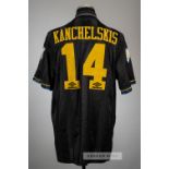 Andrei Kanchelskis black Manchester United no.14 away jersey, season 1993-94, Umbro, short-sleeved